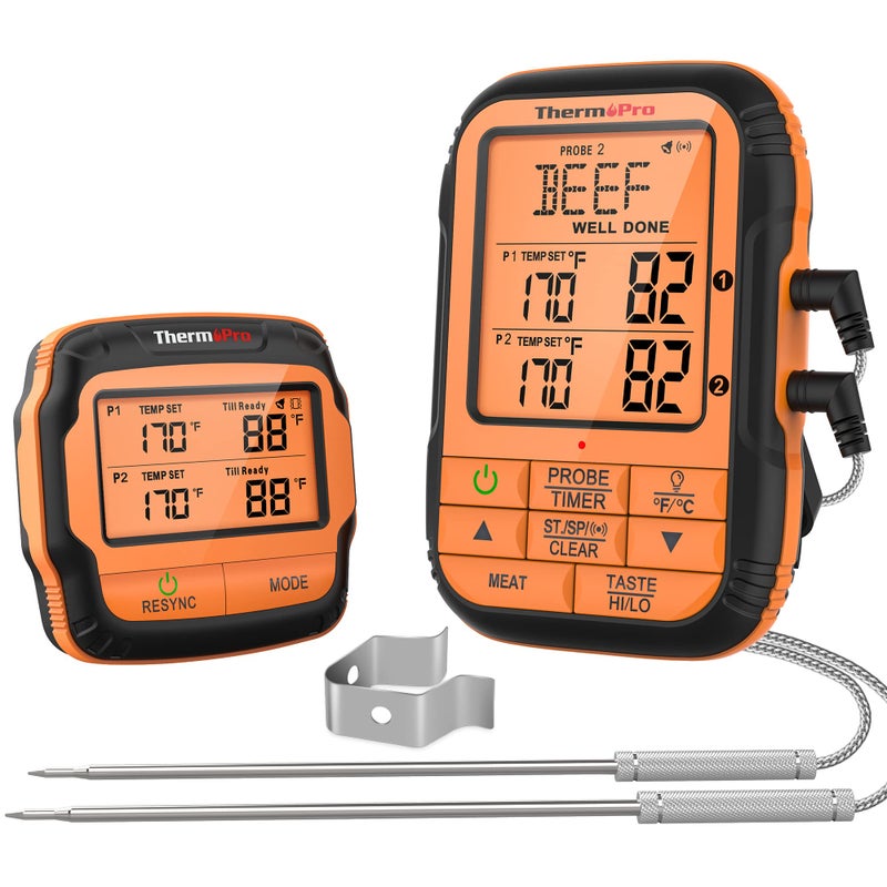 ThermoPro Meat Thermometer Wireless TP28 with Dual BBQ Probe, Grill Thermometer for Outside Grill, Meat Thermometer for Smoker Oven Grill, Digital Food Thermometer for Beef Turkey Lamb - Image 1
